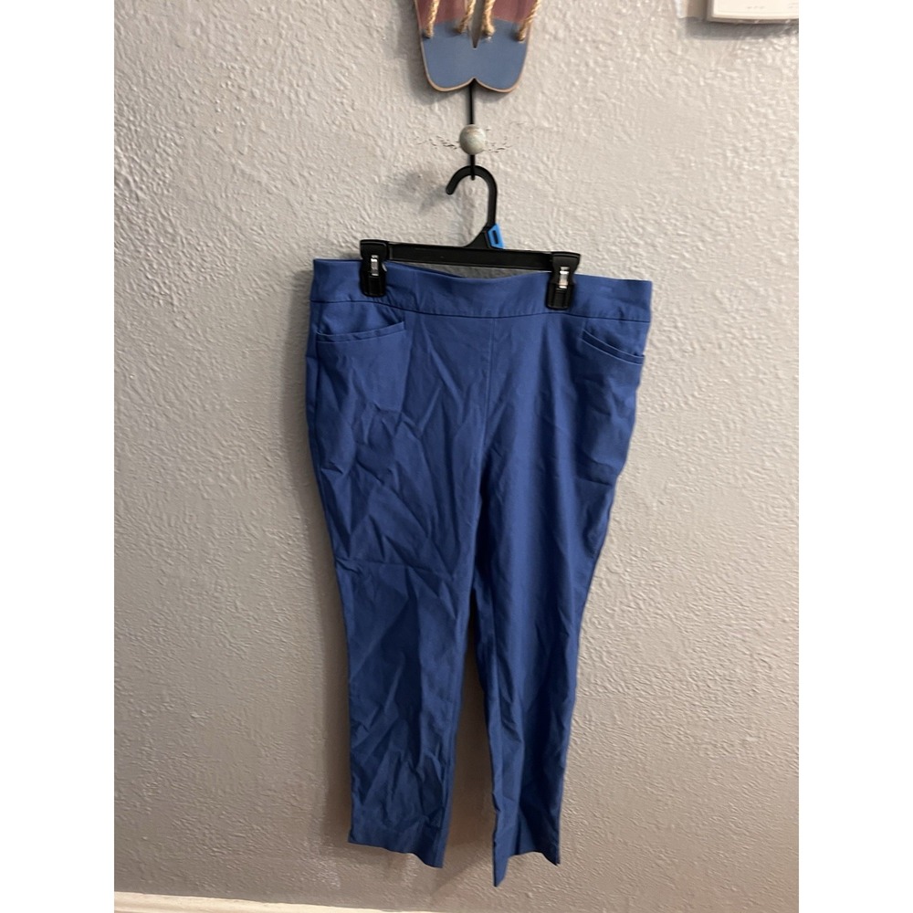 Chicos Cropped Pants Womens Size 1P Blue Pull On